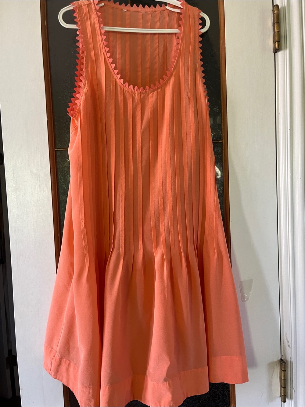 Vibrant Orange Pleated Sleeveless Mini Dress